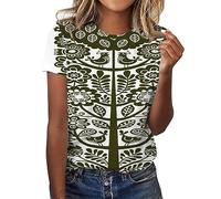 Camiseta de Oktoberfest para mujer con diseño tradicional, estampado, cuello redondo, manga corta, corte cómodo y holgado, camiseta ideal e informal para el tiempo libre para Wiesn y festivales