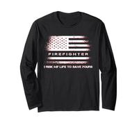 Camiseta de papá Bombero arriesga mi Vida para Salvar a tu Bombero Manga Larga