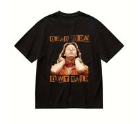 Camiseta de para hombre con "Dead Men Stories & Dead Men Don't Talk" - Estampado de foto de identificación, negra con texto naranja, camiseta casual de corte para fans de dramas criminales para todas