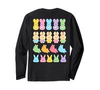Camiseta de Pascua de la familia Bunny Family a juego con lazo rosa en forma de corazón en la parte trasera Manga Larga