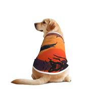 Camiseta de perro con diseño de cuervo que vuela sobre la puesta de sol, transpirable, refrescante, para perros grandes, protección solar, uso cómodo para Golden Retriever, Husky, Alaska, actividades