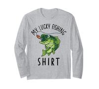 Camiseta de Pesca Divertida para niños My Lucky Fishing-Shirt Bass Fish Manga Larga