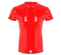 Camiseta de piel para hombre, aspecto de látex, ropa interior, aspecto mojado, camiseta muscular, piel lacada, camisa de ocio, verano, muscle top de vinilo, parte superior de laca, lencería de látex,