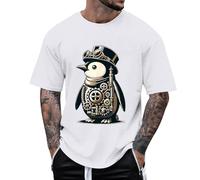 Camiseta de pingüino de animales para hombre, manga corta, informal, cuello redondo, ropa de exterior, ropa de verano, cómoda, holgada, para exteriores, transpirable, ligera, camiseta deportiva de