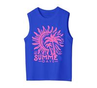 Camiseta de Playa de Verano para niñas, Ligera, sin Mangas, con Estampado de Letras degradadas, Ideal para Jugar al Aire Libre. (B-Blue, 9-10 Years)