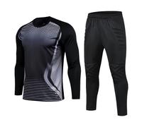 Camiseta de Portero de fútbol for Hombre, Uniforme de fútbol de Manga Larga, Protector de Esponja(Black,M)