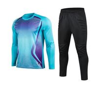 Camiseta de Portero de fútbol for Hombre, Uniforme de fútbol de Manga Larga, Protector de Esponja(Blue,XL)