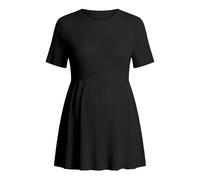 Camiseta de punto suave para maternidad con manga corta, cuello redondo, blusa informal para embarazo, como camiseta cómoda para el día a día, ideal para momentos relajados en el embarazo, Negro , XL
