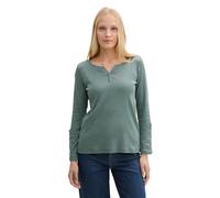 Camiseta de rayas de manga larga TOM TAILOR con cuello Henley - Top elástico - N