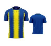 givova Camiseta Stripe Interlock M/C, Azul Claro/Amarillo, XL Unisex Adulto