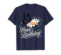Camiseta de regalo de feliz cumpleaños con diseño de flores de mariposa para mujer Camiseta
