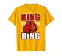Camiseta de Regalo de King of The Ring para los Amantes del Boxeador y el Boxeo Camiseta, Hombre, Dorado Brillante, L