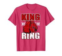 Camiseta de Regalo de King of The Ring para los Amantes del Boxeador y el Boxeo Camiseta, Hombre, Rojo Jaspeado, S