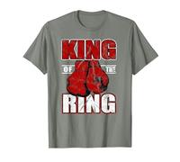 Camiseta de Regalo de King of The Ring para los Amantes del Boxeador y el Boxeo Camiseta, Hombre, Verde Militar Jaspeado, S