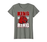 Camiseta de Regalo de King of The Ring para los Amantes del Boxeador y el Boxeo Camiseta, Mujer, Verde Militar Jaspeado, S