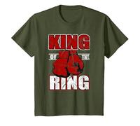 Camiseta de Regalo de King of The Ring para los Amantes del Boxeador y el Boxeo Camiseta, Niños, Verde Oliva, 6 años