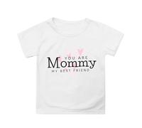 Camiseta de regalo para niña, día de la madre, camiseta lisa, decorada con letras lindas, manga corta, cuello redondo para demostrar su amor, blanco, 6-7 Años