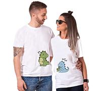 Camiseta de Regalo para Pareja King Queen Mujer y Hombre Couple T-Shirt Partnerlook Camiseta 100% Algodón 1 Pieza(Blanco-Men,M)