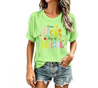 Camiseta de regreso a la escuela para mujer camiseta de manga corta impresa lindo patrón de campus escolares camiseta de moda y casual superior para regresar a la escuela maestros y estudiantes, 06