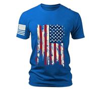 Camiseta de rendimiento con estampado de bandera para hombre, cuello redondo, absorbe la humedad, para correr y deportes al aire libre, ropa deportiva ligera de verano con tecnología de secado rápido