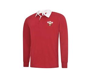 Camiseta de rugby de Gales de manga larga, estilo retro, 6 naciones, rojo, XXL