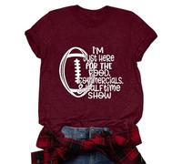Camiseta de rugby para mujer, cuello redondo, manga corta, pantalones de gasa, Vino, M