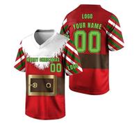 Camiseta de Rugby Personalizadas, Navidad MessiFootball Transpirable de Personalizada de Manga Corta y Nombre del Equipo para Hombres Mujeres y Niños