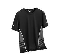 Camiseta de running para hombre, de secado rápido, manga corta, deportiva, para exterior, entrenamiento, transpirable, de gran tamaño, para verano, cómoda y suave, O negro., 3XL