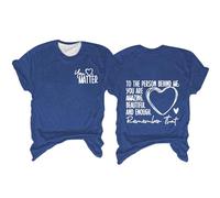 Camiseta de San Valentín de talla grande Are Enough Dear Persona Behind Me", cuello redondo, ropa, suéter de moda de manga corta para mujer 2024, azul, XL