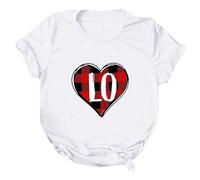 Camiseta de San Valentín para mujer, camisa de moda, casual de manga corta jersey tops camisa de moda para mujer 2024, Blanco, XXL