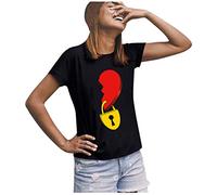 Camiseta de San Valentín para mujer con estampado de corazón de manga corta para una moda romántica, Negro , 3XL