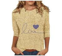 Camiseta de San Valentín para mujer, manga 3/4, camiseta de San Valentín, camiseta de mujer con mangas, camiseta impresa en 3D, camiseta moderna para mujer 2024, azul, L