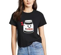 Camiseta de San Valentín para mujer Marca famosa O Cuello Algodón Suave Manga Corta Camiseta de Moda de Alta Gama para Mujeres Trajes de Moda para Mujeres 2024, Negro , M