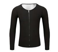 Camiseta de sauna para hombre, adelgazante, para adelgazar, moldeador de cuerpo, neopreno, corsé, chaleco sudoroso, sudadera de compresión, ropa interior, camiseta interior con cremallera, O Silver, L