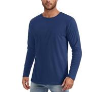 Camiseta de seda de hielo para hombre, cuello redondo, refrescante, de secado rápido, ligera, monocolor, camiseta funcional, ajuste relajado, camiseta deportiva, cómoda, transpirable, manga larga