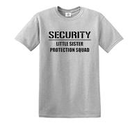 Camiseta de seguridad para hermana pequeña, escuadrón de protección para niños, regalo divertido, Camiseta deportiva gris con estampado negro, 3-4 años