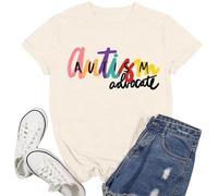 Camiseta de sensibilización femenina genérica con mensaje inspirador sobre educación especial, beige, XL