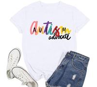 Camiseta de sensibilización femenina genérica con mensaje inspirador sobre educación especial, blanco, M