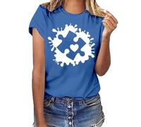 Camiseta de sensibilización para mujer, camiseta estampada con letras inspiradoras sobre educación especial, azul, XL