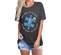 Camiseta de sensibilización para mujer, camiseta estampada con letras inspiradoras sobre educación especial, Le Noir, S