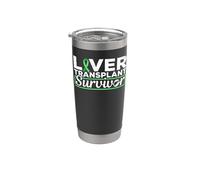 Camiseta de sobreviviente de trasplante de hígado con cinta verde Vaso térmico de acero inoxidable de doble pared