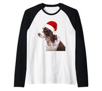 Camiseta de Spaniel Inglés Diseño Lindo Perro Llevando Un Sombrero de Papá Noel Camiseta Manga Raglan