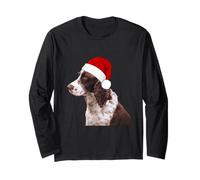 Camiseta de Spaniel Inglés Diseño Lindo Perro Llevando Un Sombrero de Papá Noel Manga Larga