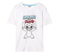 Camiseta de Stitch - Color Blanco, Rojo y Azul - Talla 4 Años - Camiseta de Manga Corta Fabricada con Algodón 100% - Colección de Disney - Producto Original Diseñado en España