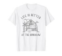 Camiseta de Surf Life Is Better At The Bungalow Vacation para Verano Camiseta gráfica económica, Hombre, Blanco, L