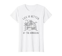 Camiseta de Surf Life Is Better At The Bungalow Vacation para Verano Camiseta gráfica económica, Mujer, Blanco, L