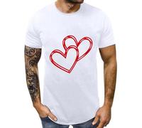 Camiseta de talla grande para el día de San Valentín Cuello redondo Camiseta de manga corta para hombres y mujeres Tops de moda para mujer 2024, Blanco, XXL