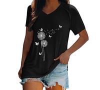 Camiseta de temperamento casual con mangas voladoras con cuello en V para mujeres pelucas de carnaval, Bk2, XL