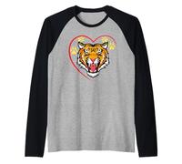 Camiseta de Tigre Spirit Cute Tiger Face Wild Animal Colorido 80s Camiseta Manga Raglan