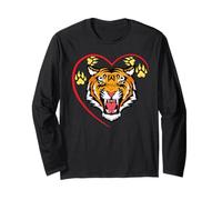Camiseta de Tigre Spirit Cute Tiger Face Wild Animal Colorido 80s Manga Larga